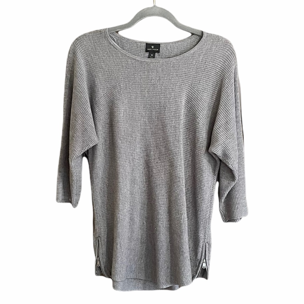Worthington Gray 3/4 Sleeve Sweater M